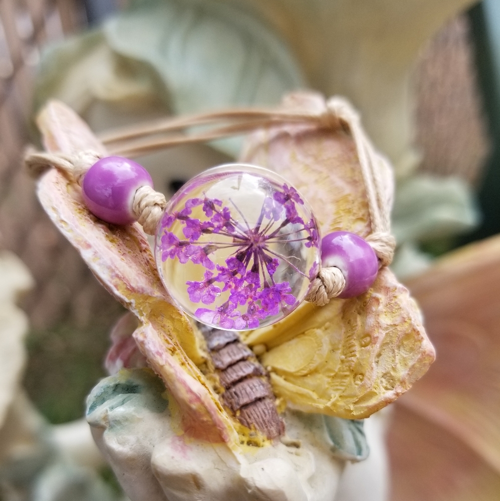 PRESSED DRIED FLOWER ADJUSTABLE BRACELET